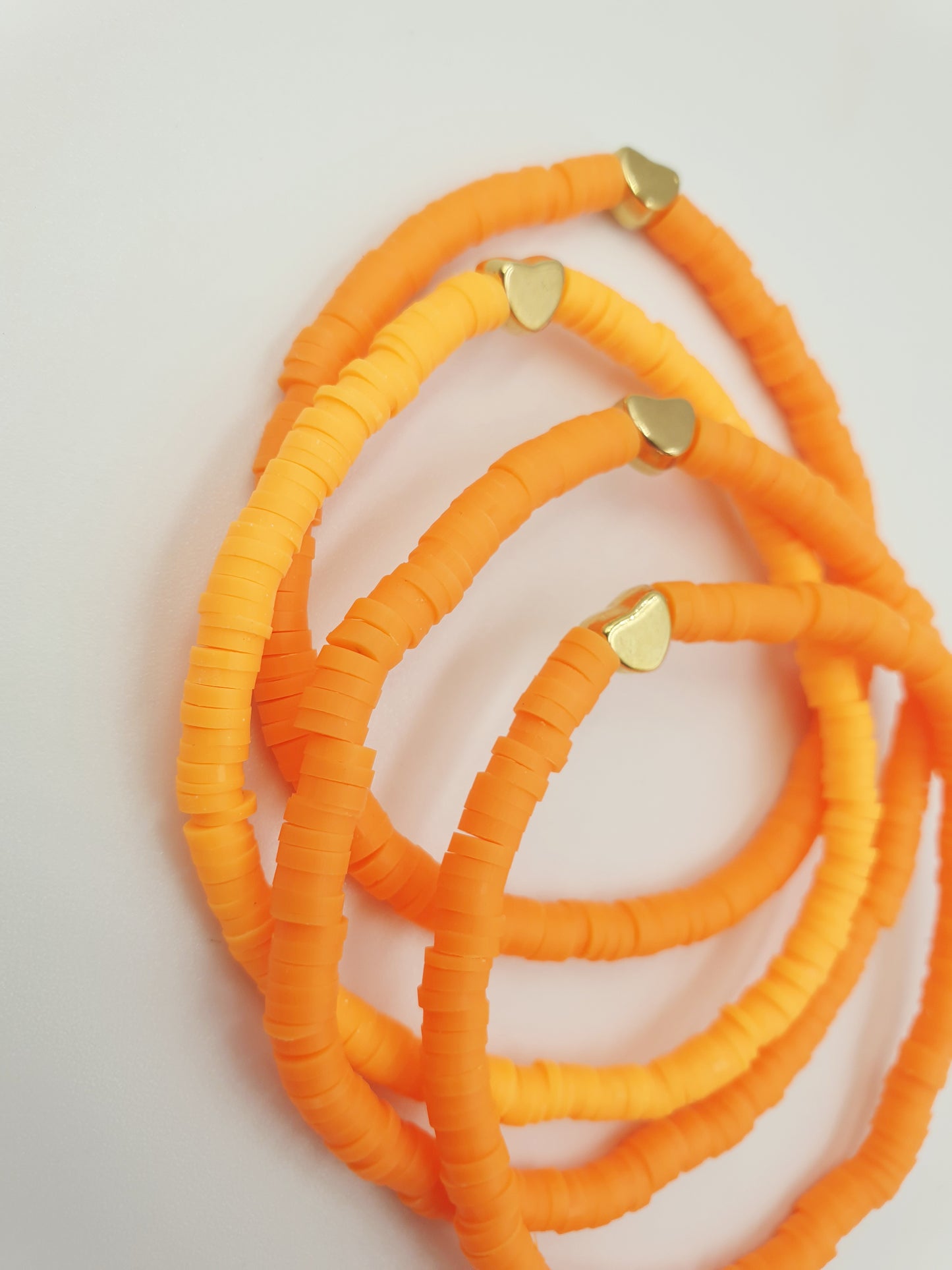 Polymer Clay Heart Bracelets - Orange