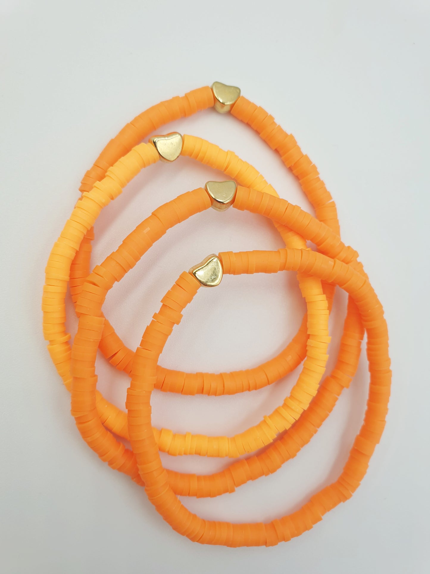 Polymer Clay Heart Bracelets - Orange