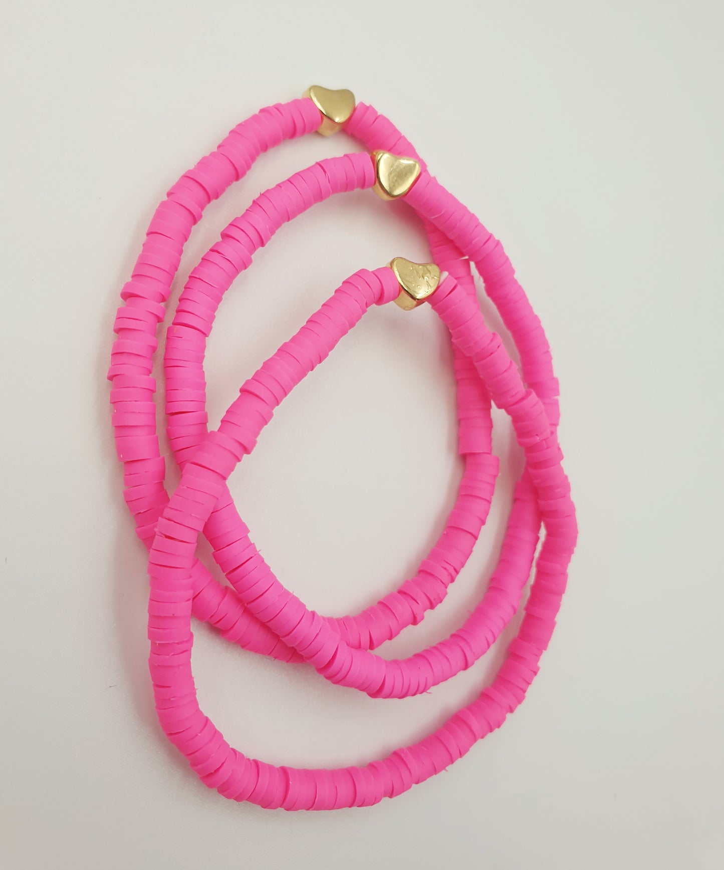 Polymer Clay Heart Bracelets - Bright Pink