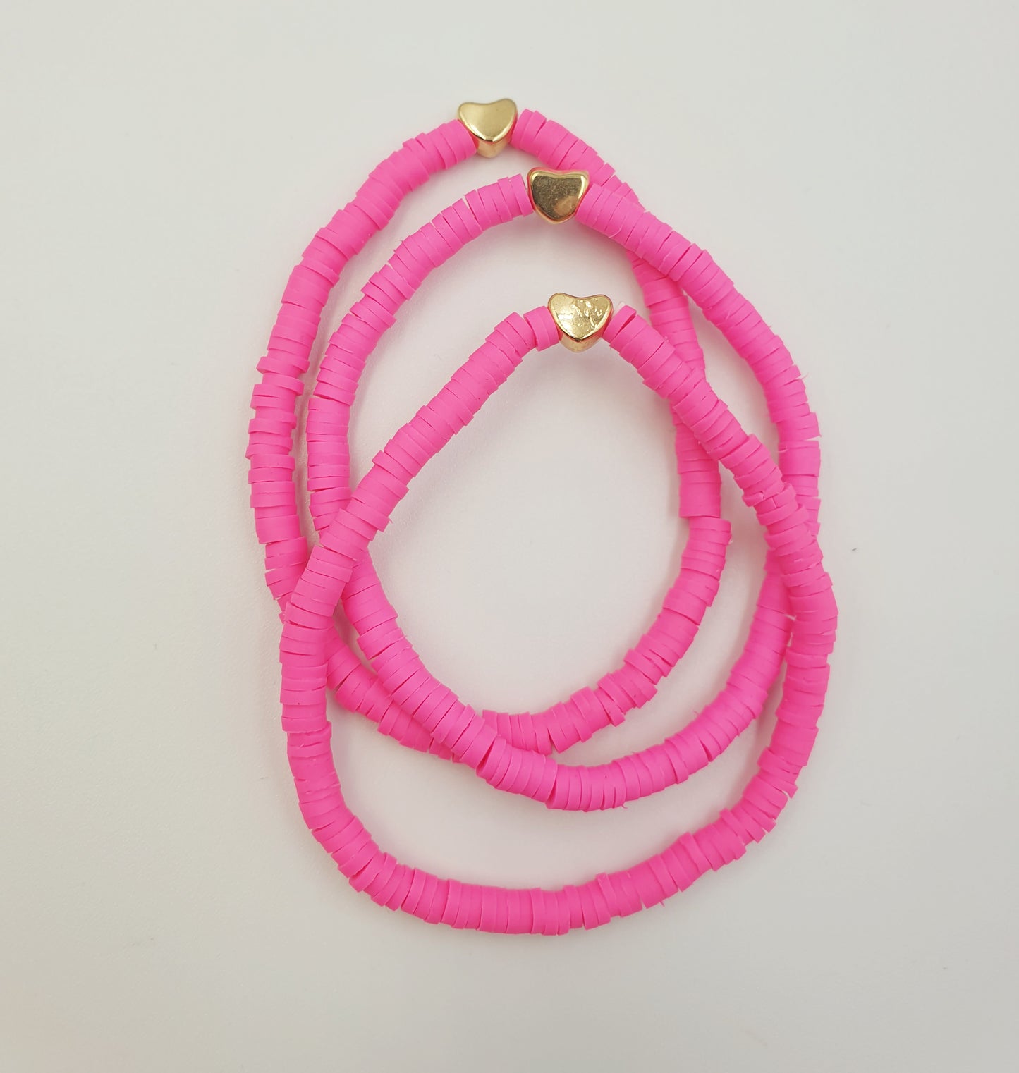 Polymer Clay Heart Bracelets - Bright Pink