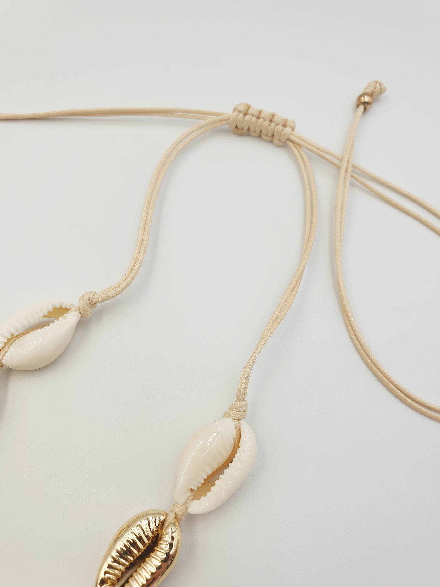 Cowrie Sea Shell Necklace - Beige and Gold